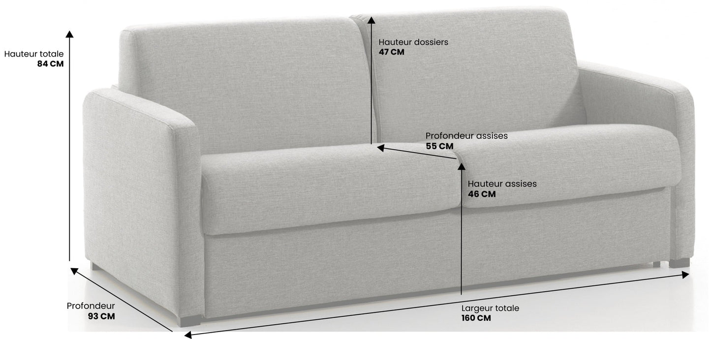 Canapé convertible 2 places BREST - Largeur 160 cm - Couchage 120 cm