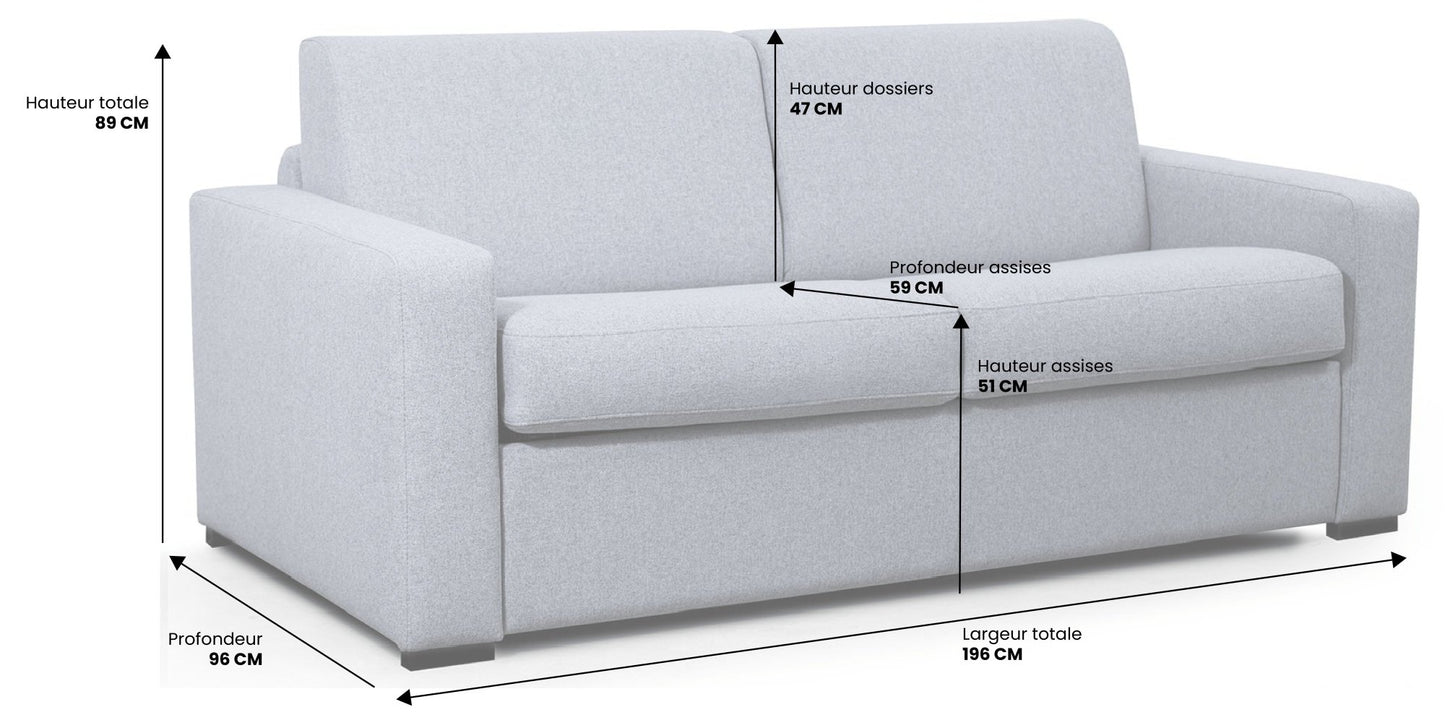 Canapé convertible VERONE - Largeur 196 cm - MAtelas 18cm - Couchage 140cm