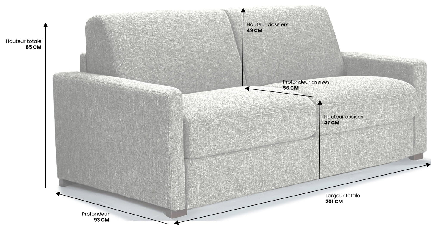 Canapé convertible 3 places LUBERON - Largeur 181 cm - Matelas 16cm - Couchage 140cm - Sommier doubles lattes larges