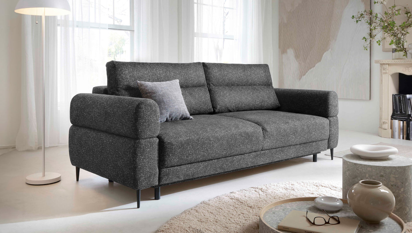 NORDIC - Canapé lit transversal 3 places - Tweed - Couchage 140 x 190 cm - Largeur 230 cm