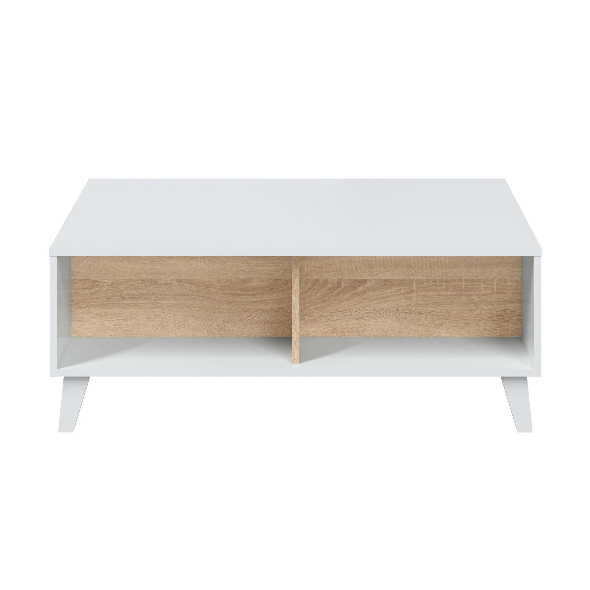 Table basse scandinave à plateau relevable avec rangements REGAL